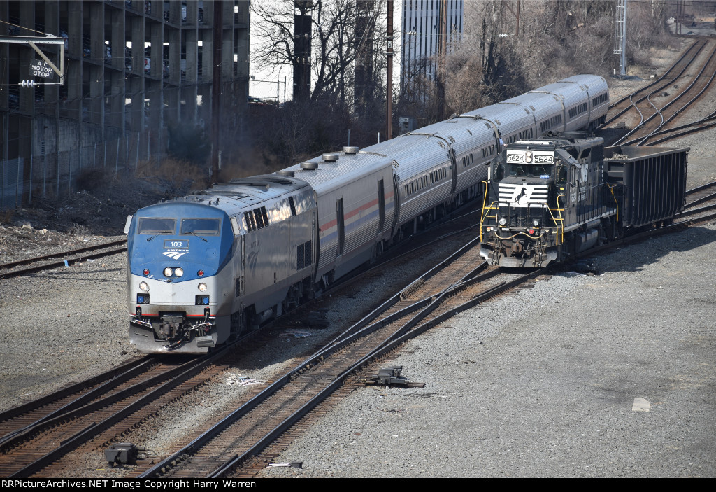 Amtrak Pennsylvanian 42 and an NS Local